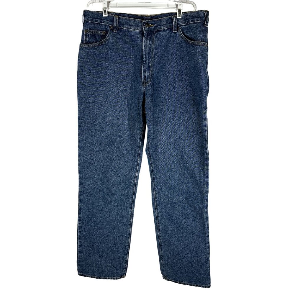 Full Blue Mens Jeans 36X32 100% Cotton Denim Classic Straight Leg Dark Wash
